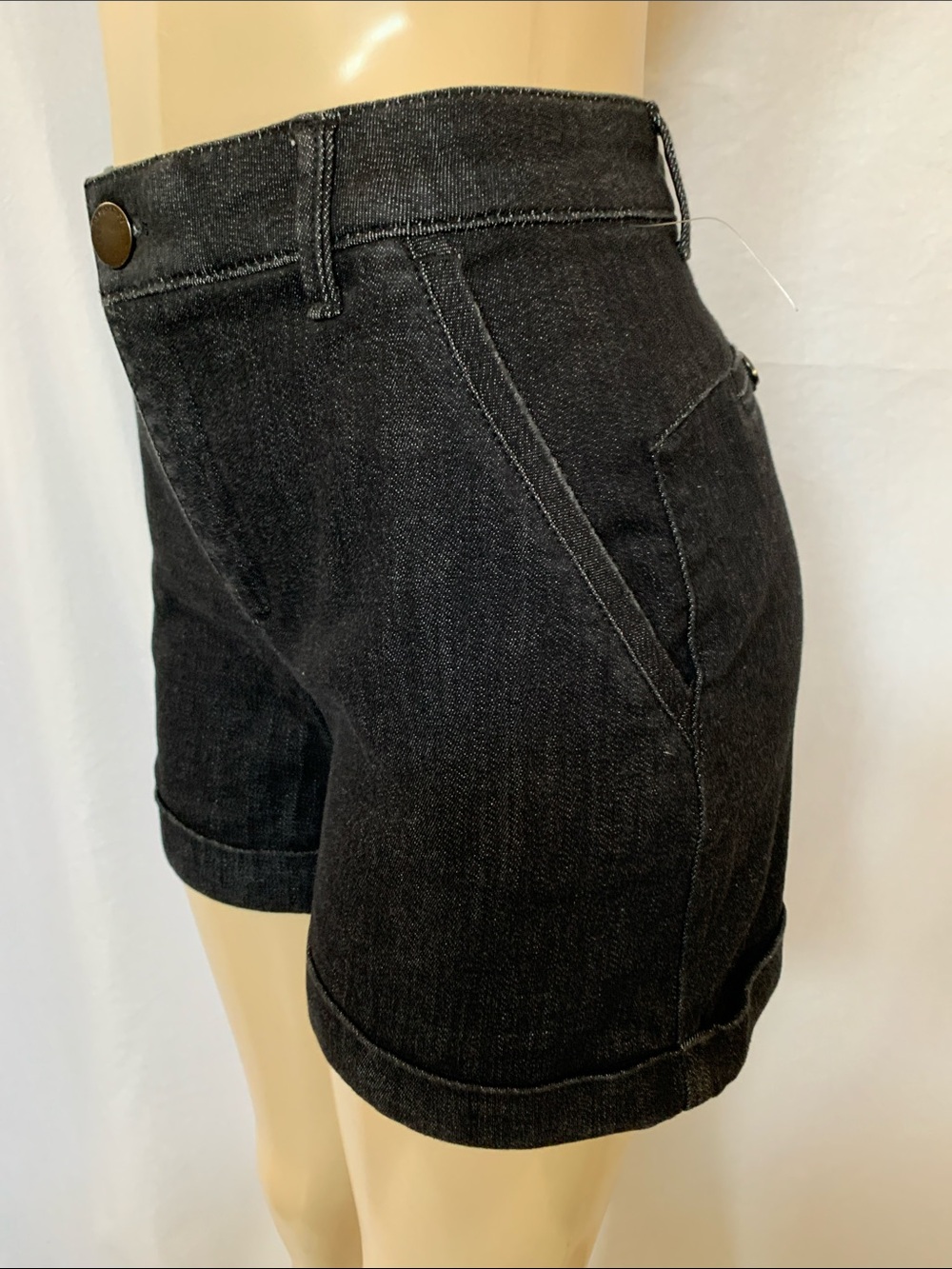 DEMOCRACY Women's Indigo Dark Denim Shorts Size 6 Cuffed Hems High Rise NWOT - Picture 4 of 6